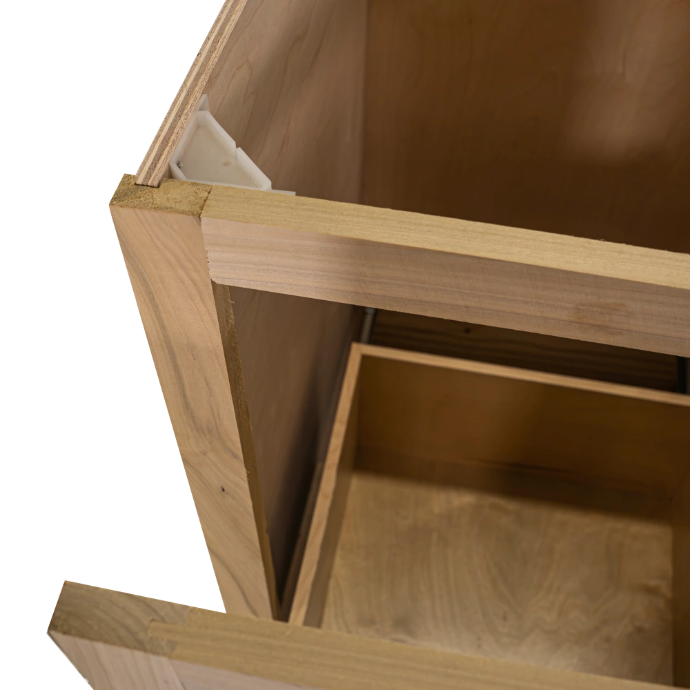 Kitchen Base Cabinet w Trash Can Pull Out | Unfinished Poplar | Shaker Style | 21"